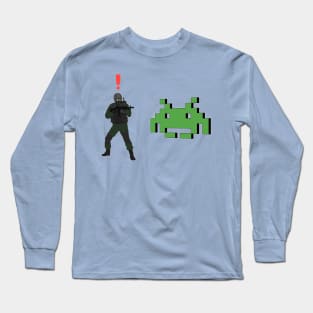 Metal Gear Solid Enemy Soldier Alert Space Invaders Long Sleeve T-Shirt